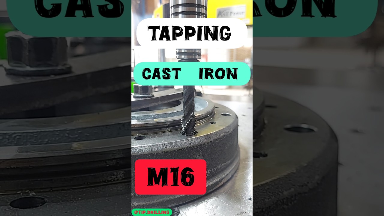 tapping thread cast iron m16 depth 50mm #tapping #cast-iron #iron #drilling #threads