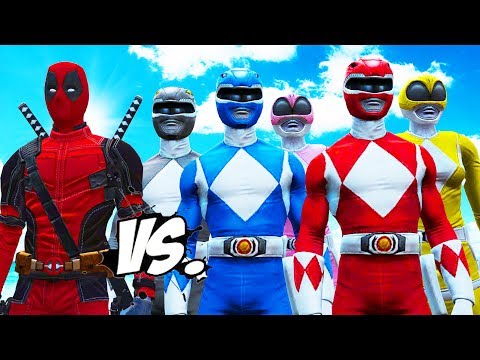 DEADPOOL VS POWER RANGERS - RED, BLUE, BLACK, YELLOW, PINK RANGERS VS DEADPOOL