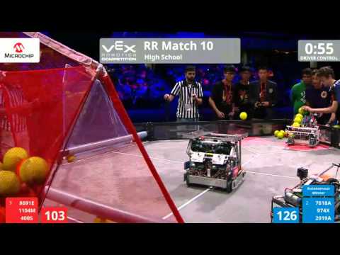 VEX Worlds 2016 - VRC HS Finals - Round Robin 10 (8691E 1104M 400S) 304 vs 264 (7618A 974X 2019A)