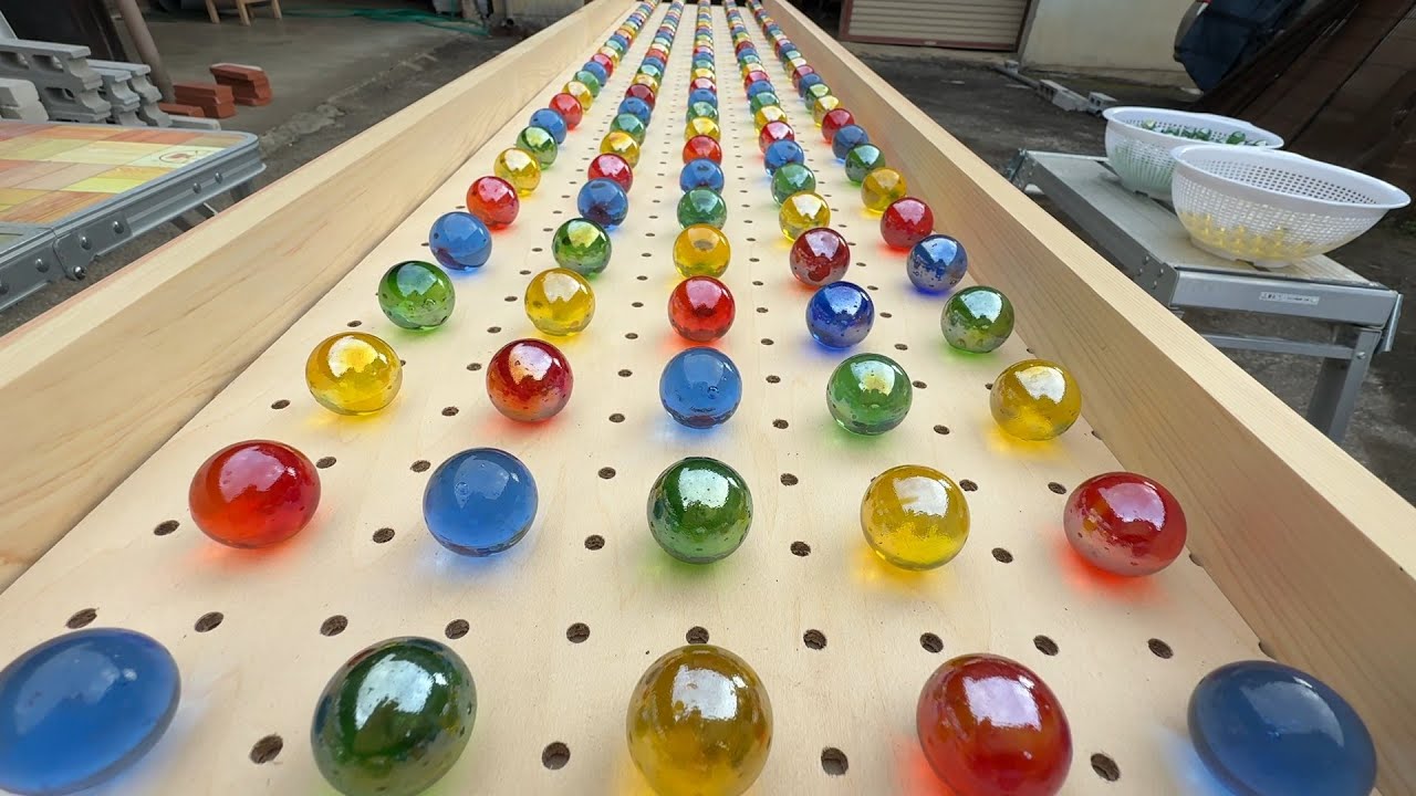 マーブルラン74 marble run　急こう配スロープ　転がるビー玉　龍玉コース編