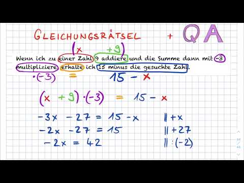 Mathe 12 Zahlenrätsel mit Gleichungen lösen *QA*