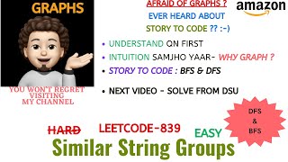 YouTube video 'Similar String Groups | Leetcode - 839 | DFS & BFS | AMAZON | Explanation ➕ Live Coding'