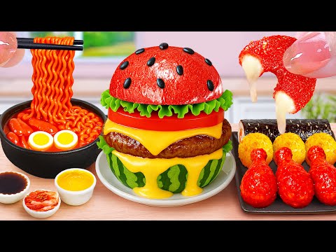 Fast Food Mini Food 💗 How To Make Burger and Chicken Noodles Recipe 😍 Tina Mini Cooking
