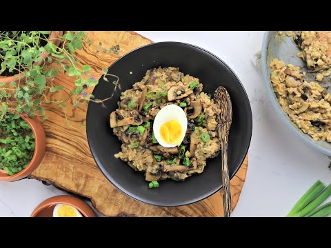 Savory Mushroom Oat Risotto Recipe | Easy & delicious weeknight meals under 20 minutes | Lime Thyme