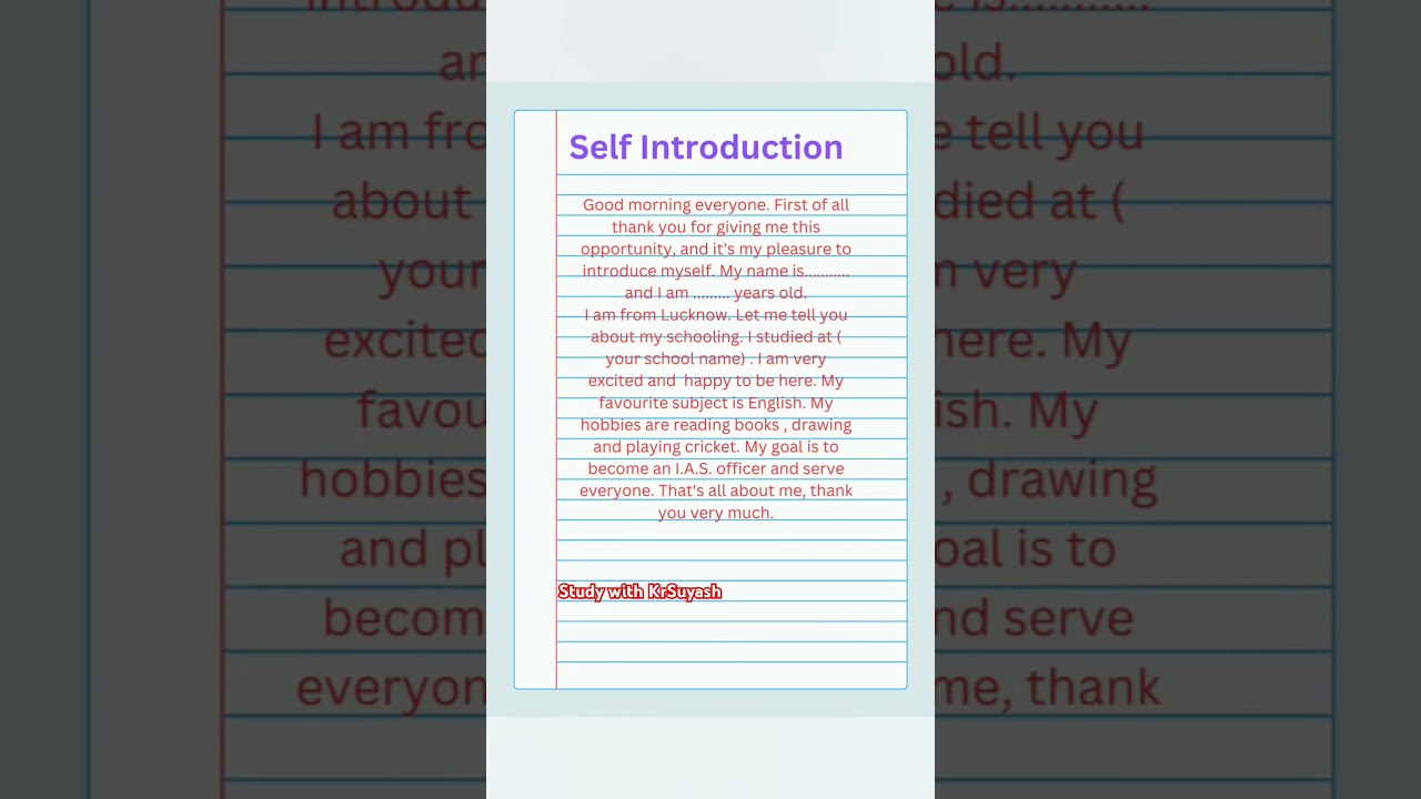 Self-Introduction for college students | Self introduction part 1 #gk #english #shorts