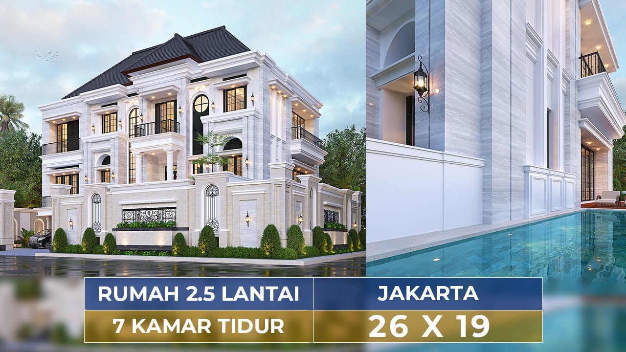 Video 3D Mrs. VTI 1386 Classic House 2.5 Floors Design - Jakarta