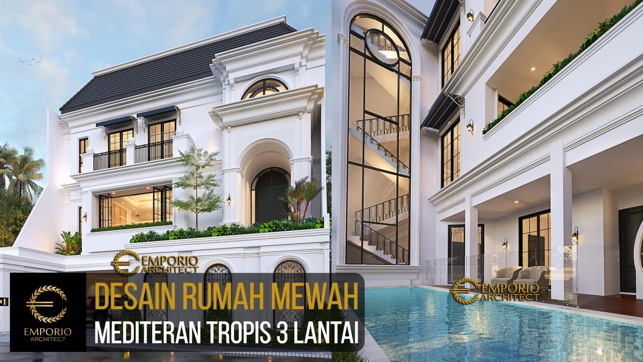 Video 3D Desain Rumah Mediteran 3 Lantai Bapak HLM 1118 - Jakarta