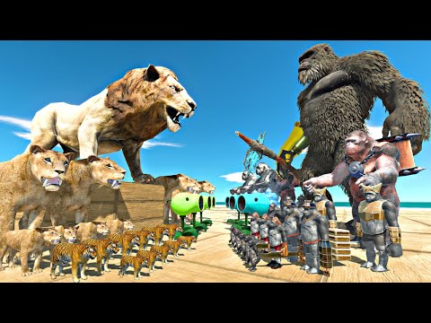 Mutant Primates Fights in Plants Arena | Lion King vs KONG 2024 - Animal Revolt Battle Simulator