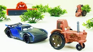 Jackson Storm goes Tractor Tipping! Stop Motion Animation Disney Cars 3 Toys Fun Video for Kids