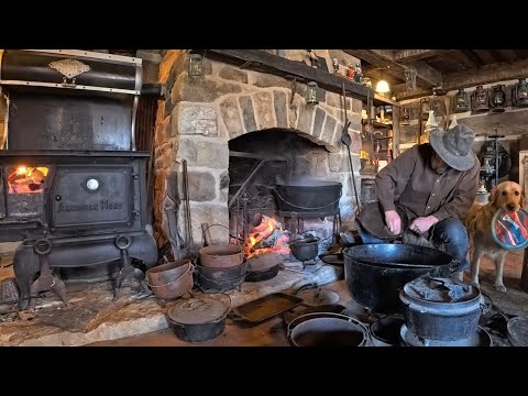 Seasoning cast-iron skillets at the cabin ￼