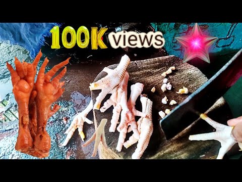 मुर्गा के पंजा को किस तरह कटिंग करते हैं। How to feet cutting in village