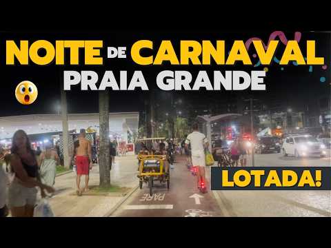 Packed Carnival Night in Praia Grande - Bike Vlog