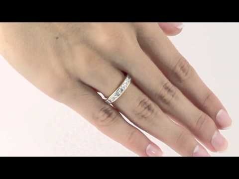 10k Gold Channel-Set Princess-Cut DiamonUltra™ Cubic Zirconia Eternity Band Ring