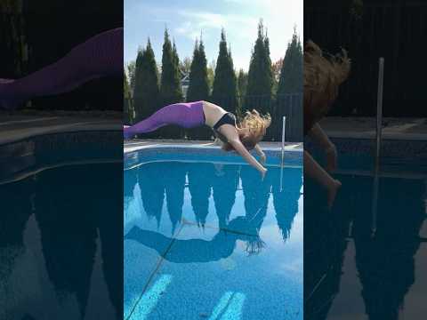 Crazy MERMAID BACKWARDS Dive into the Swimming Pool #shorts