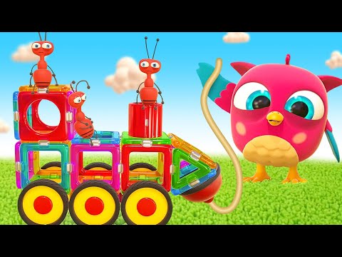 Full episodes of Hop Hop the owl cartoon for kids. Hop Hop the owl plays with magnet toys.
