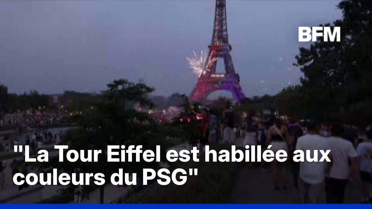 La Tour Eiffel s'illumine aux couleurs du PSG après sa victoire face à Arsenal