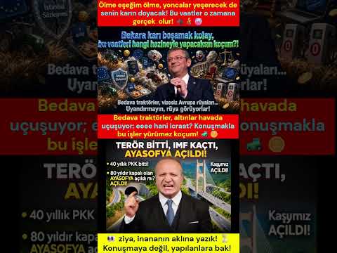 💎 ÖZGÜR ÖZEL'İN VAATLERİ: SEÇİM MENÜSÜ MÜ, MASAL KİTABI MI? 🚀  

🔥 Hadi buyurun cenaze namazına! 🎯  

📢 Seçim yaklaşıyor, vaatler havada uçuşuyor! 💎  

✨ Kimler neler vadetmiyor ki? 🔥  

💎 1. ⭐ EMEKLİ, ÇALIŞAN VE EV HANIMI: "CÜZDANLAR BAYRAM EDECEK! 🚀 " 

🔥 En düşük emekli maaşı asgari ücretle eşitlenecekmiş! 💎 Hadi inşallah! 🎯  

⭐ Bayram ikramiyesi tam bir asgari ücret olacak! 🚀  

⭐ Asgari ücret yılda en az İKİ KERE güncellenecek! 💎  

💎 Mülakat sistemi TARİHE KARIŞACAK! 💎 Torpile son! ✨  

✨ Çalışmayan ev hanımlarına dev gibi EMEKLİLİK MÜJDESİ! 🚀 Devlet prim desteği verecekmiş! ✨  

🎯 2. 🚀 GENÇLİK, EĞİTİM VE KADIN HAKLARI: "KAPIYI AÇIN, GENÇLER GELİYOR! 🎯 " 

⭐ Okullarda çocuklara ÜCRETSİZ BİR ÖĞÜN YEMEK! ⭐ Karnılar doysun, zihinler açılsın! ⭐  

🔥 Yurt krizi bitecek, gençler rahat nefes alacak! 📢  

🎯 Telefon ve bilgisayar alırken VERGİ MUAFİYETİ! 🎯 Gençler teknolojiye boğulacak! ✨  

⭐ İstanbul Sözleşmesi iktidara gelindiği gibi İLK 24 SAATTE geri dönecek! 🚀  

✨ 3. 🚀 SİYASET, ADALET VE AVRUPA RÜYASI: "AVRUPA BİZİ BEKLİYOR! 🚀 " 

🚀 Güçlendirilmiş parlamenter sistem geri gelecek! ⭐ Tek adam rejimi TARİH OLACAK! ⭐  

💎 Yargı bağımsızlığı sağlanacak, AİHM ve Anayasa Mahkemesi kararları kavak yelleri gibi esmeyecek, UYGULANACAK! 🎯  

🚀 Avrupa'ya vizesiz gidiş! ⭐ Kapılarda kuyruklar bitecek, Alman polisi el sallayacak! 💎 Hayrola, vizeler kalkıyor mu yoksa? ✨ ! 

💎 4. 💎 TARIM VE ÇİFTÇİ: "BEDAVA TRAKTÖR VE MAZOTLAR HAVADA UÇUŞUYOR! 💎 " 

🎯 Mazotta ÖTV sıfırlanacak! 🔥 Çiftçi kontağı huzurla çevirecek! 🎯  

💎 BEDAVA / DESTEKLİ TRAKTÖR VE EKİPMAN! 💎 Tarlada traktör sesi, çiftçinin yüzü gülecek! 🔥  

⭐ Taban fiyat garantisi: Üretici zarar etmeyecek, hak ettiği kârı cebine koyacak! 🎯  

📢 5. 📢 SOSYAL MEDYADA DOLAŞAN "MASALLAR VE DİĞERLERİ"! 🚀  

🎯 Duyduk duymadık demeyin! 💎 Hazine'den herkese BİRER ALTIN ya da HER ÇİFTÇİYE BEDAVA TRAKTÖR dağıtılacak safsatası tamamen MASAL! ✨  

📢 O yapasıya kadar elindekinin kıymetini bil! 📢 Konuşmaya değil, yapılanlara bak koçum! 📢  

🎯 Ölme eşeğim ölme, yoncalar yeşerecek! 🚀 Gerçekçi vaatler bir yana, bu vaatlerin hangisi gerçek olacak göreceğiz! 🎯  

🚀 Yazan: Bülent Taşgın 

📢 #ÖzgürÖzel #CHP #Seçim2026 #Siyaset #Haber #Gündem #Mizah #SeçimVaatleri #BülentTaşgın #GerçekMedya 