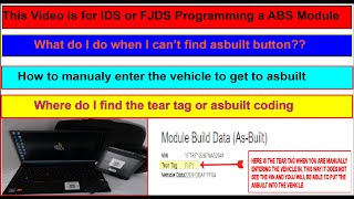 How to program a ABS when you don't see the asbuilt data, how to trick the software to program.