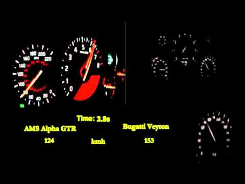 Bugatti Veyron (GT?) vs AMS Alpha Nissan GTR