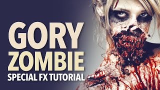 Gory halloween zombie makeup tutorial
