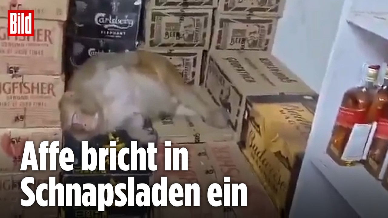 Kurioser Fund im Schnapsladen: Affendame leert Wodka-Flasche und schläft gemütlich ihren Rausch aus