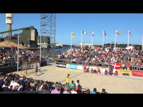 Dania-Polska (1-2) Mistrzostwa Europy w piłce ręcznej plażowej,Randers 2013 (seria shoot-out)