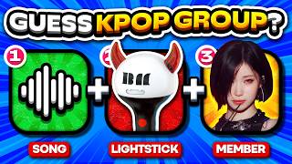 Guess The K-pop Group By 3 CLUES! 💡 (Song + Lightstick + Member) 🎨 ANSWER - KPOP QUIZ ⚡️
