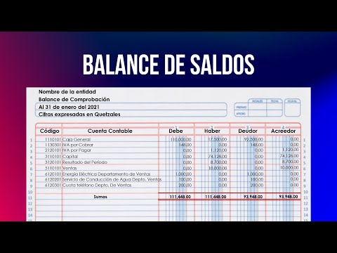 El Balance de Comprobación o Balance de Saldos