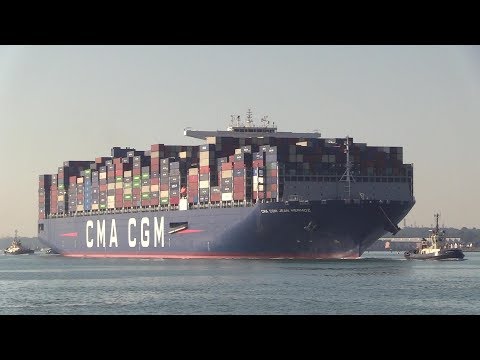 Maiden arrival of Container Ship "CMA CGM  Jean Mermoz" 2018 Build Southampton  08/07/18