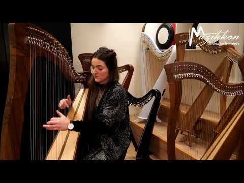 Muzikkon 38 String McHugh Harp Walnut Being Played Tutorial
