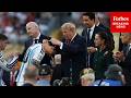 President Trump Participates In FIFA World Cup Trophy Presentation With Canada And Mexico Leaders