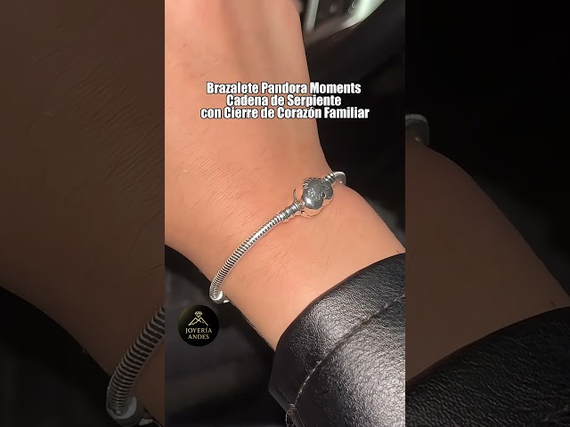 Vídeo relacionado con Pandora Moments Pulsera de plata de ley con tachuelas y cierre de corazón, 17