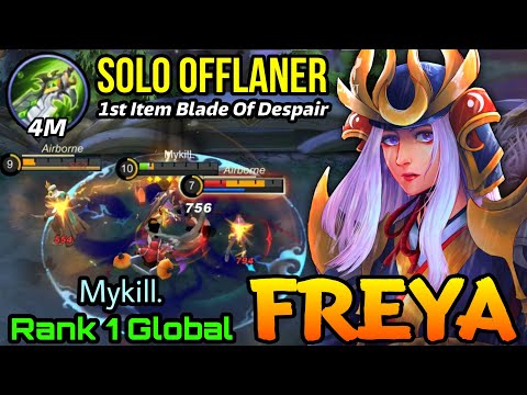 Solo Offlaner Freya Raven Shogun 1st Item BOD!! - Top 1 Global Freya by Mykill. - MLBB