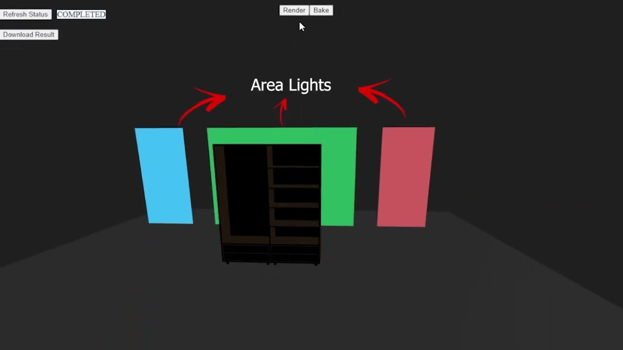 Three.js runtime baking demo result