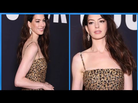 Anne Hathaway Rocks Rhinestone Leopard Print Outfit...