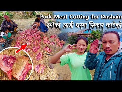 Cooking and eating a Pig at our house for Nepali national festival #dashain2079 || Village lifestyle
