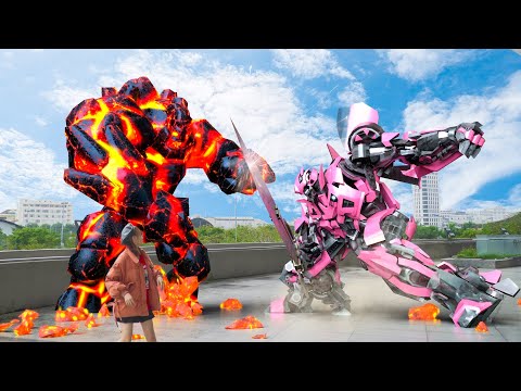 22nd Century Future Technology VFX Optimus Prime Bumblebee vs Demon's Head Robot War Future World