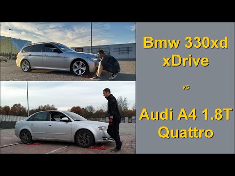 SLIP TEST - Bmw E90 / E91 330xd xDrive vs Audi A4 B7 1.8T Quattro - @4x4.tests.on.rollers
