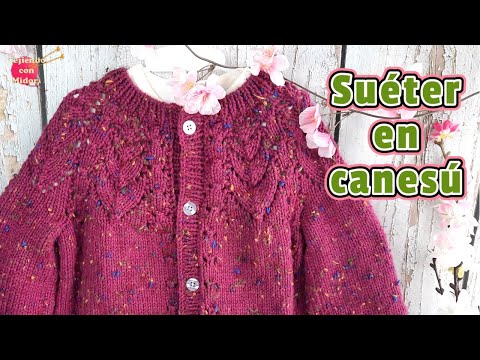 Sweater with yoke in size from 3 to 4 years with TWO NEEDLES