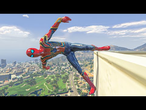 GTA 5 Iron Spiderman Falling off Highest Buildings Compilation EP22 (Euphoria Physics Showcase)