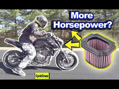 Do Performance Air Filters Add HORSEPOWER to Motorcycles? MT-07 K&N Filter Akrapovic Exhaust Review