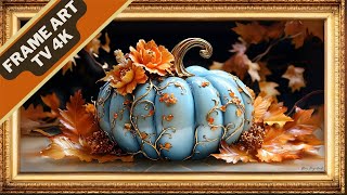 Enchanting Blue Pumpkin Decor | Slideshow Art Framed Screensaver | Art for Your TV | 4K