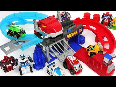 Transformers Rescue Bots Flip Racers Chomp and Chase Raceway play with Robocar Poli! #DuDuPopTOY