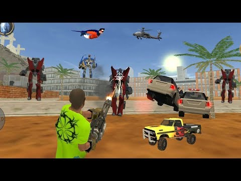 Vegas Crime Simulator (Vegas Hero Fight Red Robot Car) COCONUT Tree Destroy - Android Gameplay HD