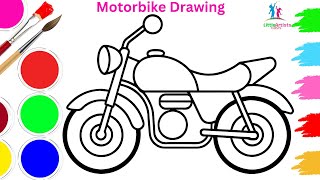 Easy Motorbike Drawing with step by step | Simple Motorbike drawing for beginners