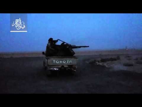 استهداف مواقع تنظيم داعش قرب المعمل الصيني في القلمون الشرقي في ريف دمشق بواسطة رشاش 14 من قبل لواء الصناديد التابع لفيلق الرحمن