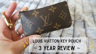 LOUIS VUITTON KEY POUCH IN MONOGRAM CANVAS | 3 YEAR REVIEW + WEAR AND TEAR ... IS IT WORTH $325 USD?