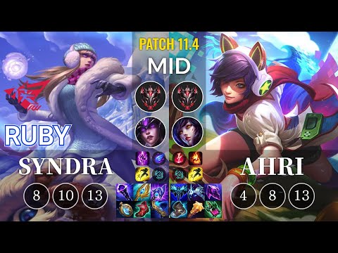 RW Ruby Syndra vs Ahri Mid - KR Patch 11.4