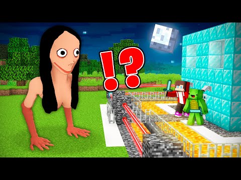 JJ and Mikey Built Security House vs MOMO in Minecraft - Maizen