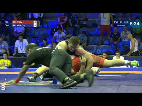 Repechage GR - 130 kg: I. MILENOV (BUL) v. A. MILKOVIC (CRO)